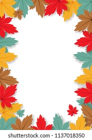 Autumn background with paper art design vector and illustration