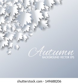 Autumn background with paper cut maple, Vector illustration.