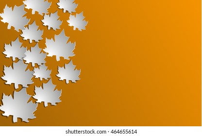 Autumn background with paper cut maple, Vector illustration.