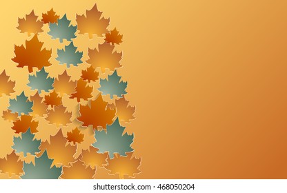 Autumn background with paper cut maple, Vector illustration.