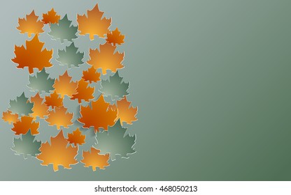Autumn background with paper cut maple, Vector illustration.
