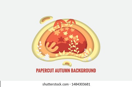 autumn background paper cut style vector design