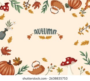 Autumn Background Pattern watercolor style hand drawing frame wallpaper

