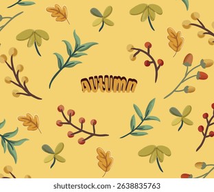 Autumn Background Pattern watercolor style hand drawing frame wallpaper
