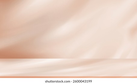 Autumn Background Pink light refraction texture overlay on white wall for product present,3D Studio room and podium Display with drop diagonal holographic flare and shadow, prism light effect on floor