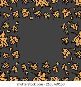 Fondo otoñal con lugar para el texto. Patrón de hojas de otoño sin foco. marco de hojas de arce de otoño