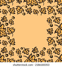 Fondo otoñal con lugar para el texto. Patrón de hojas de otoño sin foco. marco de hojas de arce de otoño