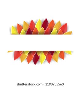 Autumn background poster. Paper cut background for postcard, Thanksgiving icon, logo or badge. Thanksgiving vector vintage style design. Autumn modern background