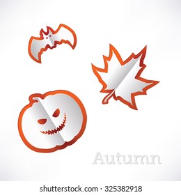 Autumn background with pumpkin and bat