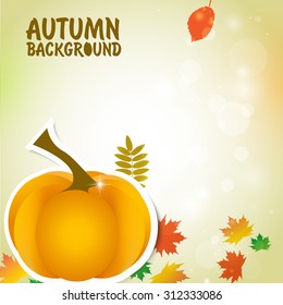 autumn background with pumpkins and falling leaves for decoration posters, autumn discounts and festive invitations. vector illustration