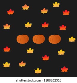 Autumn background with pumpkins and leaves