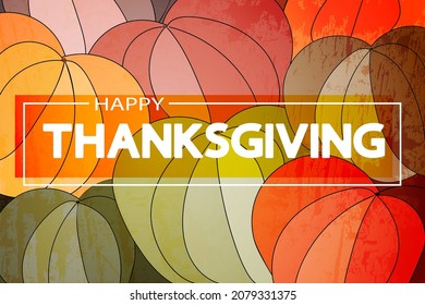 Autumn background with pumpkins pattern, vector. Happy Thanksgiving greeting card. 