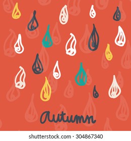 Autumn background with rain drop pattern. Rain weather backdrop.
