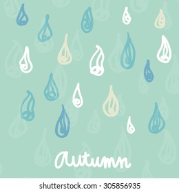 Autumn background with rain drop pattern. Rain weather backdrop.
