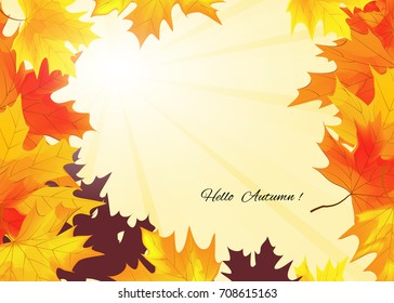 Autumn background with rays of sun