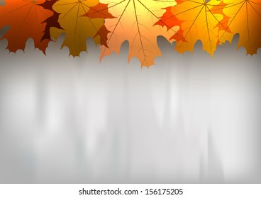 autumn background with red leaves on the top