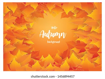 Autumn background with red, orange, brown and yellow falling autumn leaves,paper craft Design,Vector and illustration