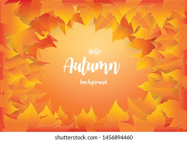 Autumn background with red, orange, brown and yellow falling autumn leaves,paper craft Design,Vector and illustration