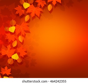 Autumn background with red and yellow falling leaves.