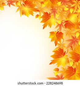 Autumn background with red, yellow and orange leaves. Nature golden wallpaper with leaf fall. Place for text. Vector illustration.