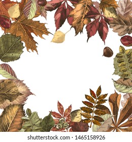 Autumn background in retro style. Hand drawn vector design