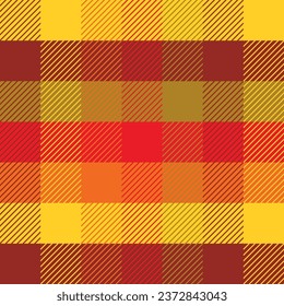 Autumn background in rustic style. Yellow checkered, vector pattern of flannel shirt fabric in the style of a lumberjack. Design of bedding, packaging.
