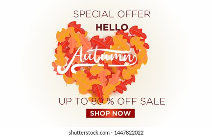 Autumn background. Seasonal page.web banner template.vector illustration	