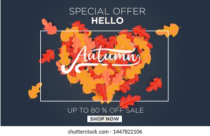 Autumn background. Seasonal page.web banner template.vector illustration	