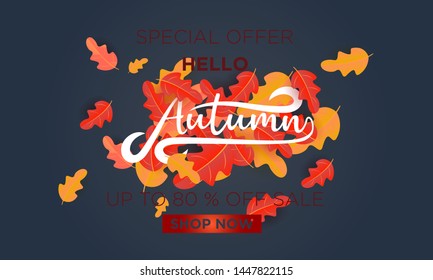 Autumn background. Seasonal page.web banner template.vector illustration	
