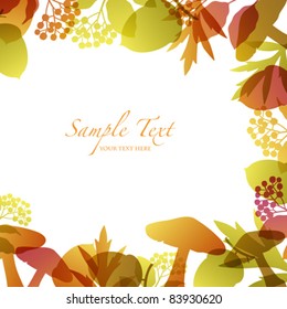 autumn background with seed and mushroom