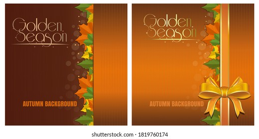 Autumn background set. Templates for your autumn design. Golden Season. Vector illustration