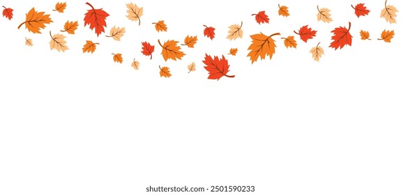 Autumn background with Shadow Leaves on Orange Vector Template 