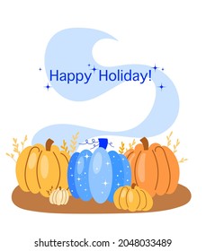 Autumn background with space pumpkin