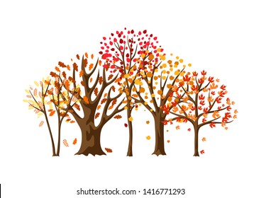 Autumn background with stylized trees. Natural illustration.