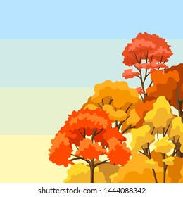 Autumn background with stylized trees. Natural illustration.