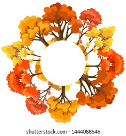 Autumn background with stylized trees. Natural illustration.