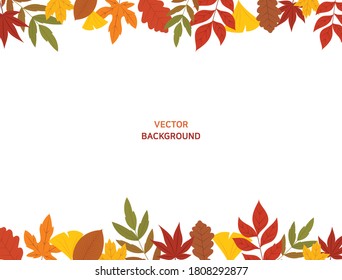 Autumn background template. Empty space with fallen leaves below and above.
