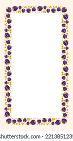 Autumn background template. Frame of fall leaves, herbs and berries with blank space for text or photo. Floral backdrop for web, social networks and stories. Vector 10 EPS.