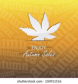 Autumn background with text on the back and a glossy leaf on a background cut. (EPS 10 Vector)
