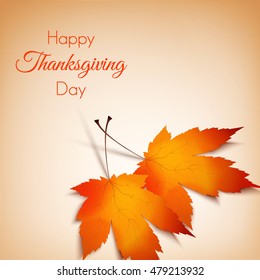 Autumn background for Thanksgiving day. Bright orange leaves. Vector illustration