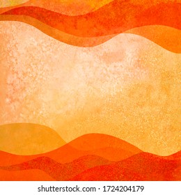 Fondo del otoño. Ilustración de las olas de acuarela pintadas a mano en color naranja transparente. Diseño de salpicaduras de fondo de marco de banner color agua. Tapa de color ondulada. Espacio para logotipo, texto