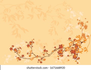 autumn background with tree branches silhouette - fall season  nature vector copy space design