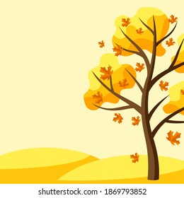 Autumn background with tree. Natural seasonal decorative illustration.