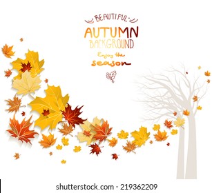 Autumn background with tree silhouette. Copy space.