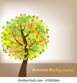 Fondo De Otoño Con Ilustración De Árbol Y Vector