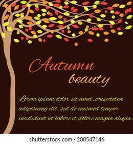 Autumn background with trees and falling leaves 