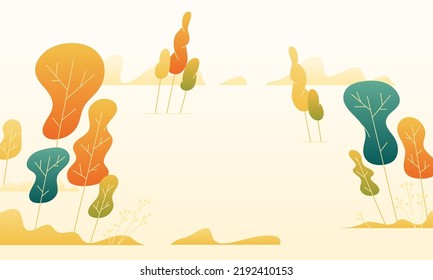 Autumn background. Trees at park view in flat style. Vector illustration horizontal wallpaper