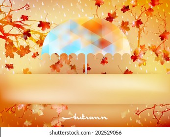 Autumn background with umbrella and leaves. And also includes EPS 10 vector