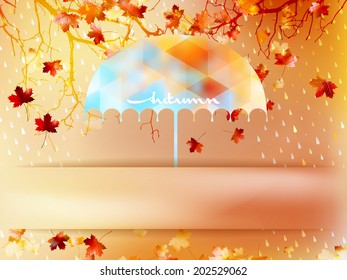 Autumn background with umbrella and leaves. And also includes EPS 10 vector