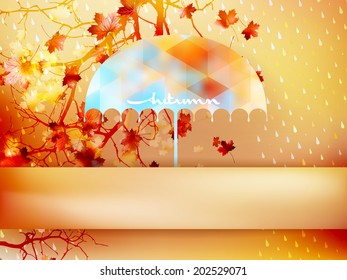 Autumn background with umbrella and leaves. And also includes EPS 10 vector